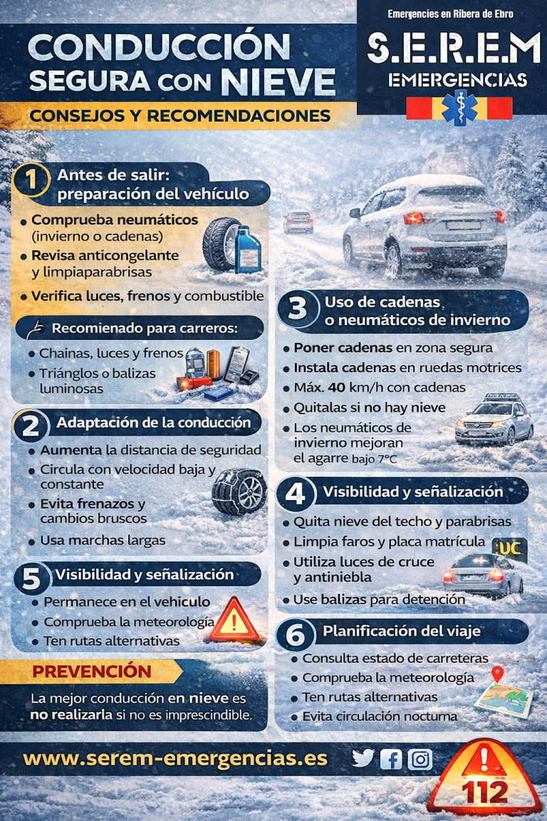 Consejos y recomendaciones para conducción segura con nieve.